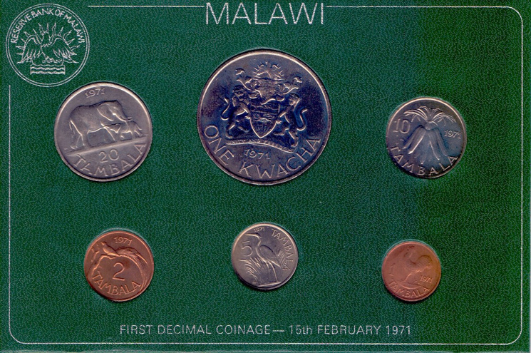 Малави - набор разменных монет, 1971 год