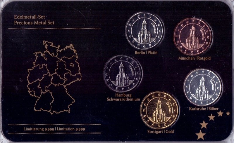 Германия - набор жетонов 2 Евро, 2015 год - Гессен, Церковь Святого Павла